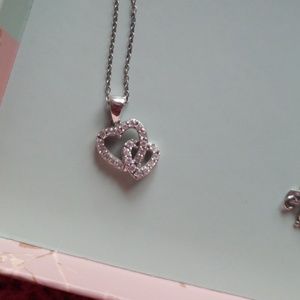 Sterling Silver two heart necklace with diamonds